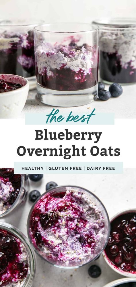 Blueberry Overnight Oats are a deep, dark and beautiful way to start your morning. Make the blueberry sauce from scratch, then turn to the overnight oat mixture to soak in the fridge. A healthy and delicious meal prep breakfast for busy mornings! #blueberryovernightoats #overnightoatsrecipes Breakfast For Busy Mornings, Best Overnight Oats Recipe, Blueberry Overnight Oats, Oat Recipes, Blueberry Banana Smoothie, Delicious Meal Prep, Blueberry Oat, Overnight Oats Recipe Healthy, Prep Breakfast