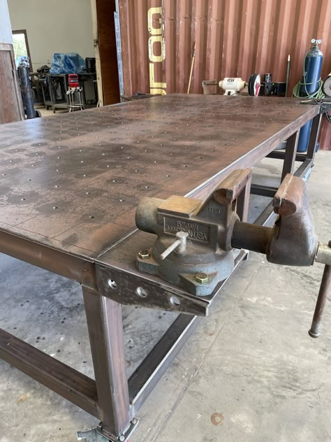 Metal Working Table, Metal Workbench, Metal Work Bench, Metal Work Table, Welding Workshop, Metal Working Machines, Welding Table Diy, Machining Metal Projects, Welding Tables