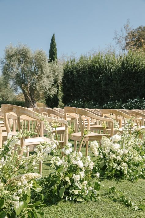 Olive Trees Wedding Ceremony, White Orchard Bouquet, Floral Meadow Wedding Ceremony, Villa Cimbrone Wedding, Wedding Ceremony Tuscany, Villa Cimbrone Wedding Ceremony, Wedding Ceremony Chairs, Jordana Brewster, Ceremony Chairs