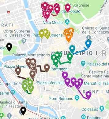 Map Of Rome Italy, Rome Map Illustration Travel Guide, Rome Tourist Map, Rome Neighborhood Map, Rome Walking Map, Rome Sightseeing Map, Walking Tour Rome, Map Of Rome Attractions, Rome Italy Map