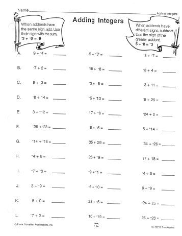 Add and Subtract Integers Worksheet - Math Warehouse Adding Integers Worksheet, Add Integers, Subtracting Integers Worksheet, Adding Integers, Integers Worksheet, Adding And Subtracting Integers, Subtracting Integers, Different Signs, Addition Worksheets