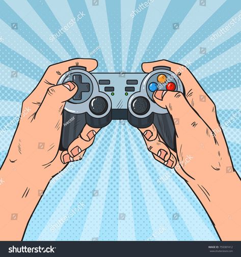 Pop Art Man Holding Gamepad. Male Hands with Joystick Console. Video Game. Vector illustration #Ad , #Affiliate, #Holding#Gamepad#Male#Pop Pop Art Icons, Pop Art Man, Games Icon, Football Background, Pop Art Colors, Monster Games, Drawing Hands, Guy Gifs, Xbox Controller