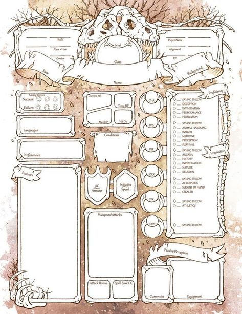 Creature Template, Rpg Character Sheet, Dnd Character Sheet, Character Sheet Template, Character Design Challenge, Dungeon Master's Guide, Dungeons And Dragons 5e, Dnd 5e Homebrew, Character Sheets