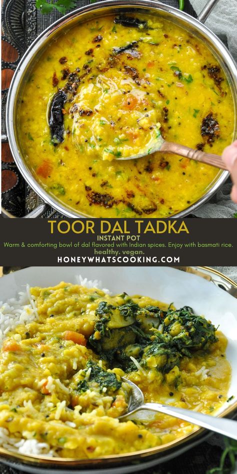 Toor Dal Tadka (Instant Pot) Instant Pot Dal Tadka, Daal Recipe Indian Instant Pot, Instant Pot Dal Recipes, South Indian Dal Recipes, Daal Tadka Recipe, Instant Pot Daal, Indian Daal Recipe, Daal Recipe Indian, Instant Pot Indian Recipes