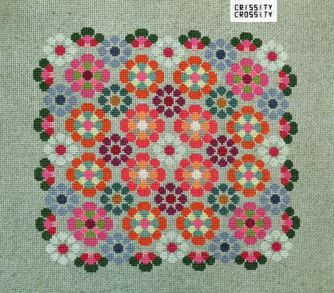 "Geometric Cross Stitch Flower Modern Cross Stitch Tile Rainbow Groovy Kaleidoscope Daisy Garden Pdf Instant Download Pattern  \"Flower Patch Tile\" cross stitch pattern. Designed by Crissity Crossity. Instant pdf download. PDF pattern only. Not a physical product. No supplies are included. Size in stitches: 139 x 129h Size with Aida 14: 9.9 x 9.2 inches or 25.2 x 23.4 cm 24 DMC colors used. Stitches Used: cross stitch PDF download files will include: - color symbol chart - black and white symbo Geometric Cross Stitch, Cross Stitch Flower, Daisy Garden, Cross Stitch Geometric, Geometric Star, Floral Cross Stitch, Flower Patch, Modern Cross Stitch Patterns, Cross Stitch Patterns Free