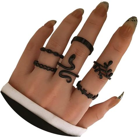 Egirl Rings, Rings Pack, Boho Butterfly, Rings Aesthetic, Aesthetic Rings, Midi Ring Set, Punk Vintage, Knuckle Rings, Midi Rings