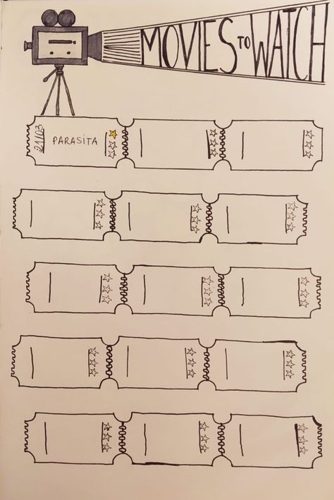 Bullet Journal Movies Tracker, Bujo Movie Tracker, Movie Bullet Journal, Movie Doodles, Bullet Film, Movie Tracker, خريطة ذهنية, Tracker Ideas, January Bullet Journal