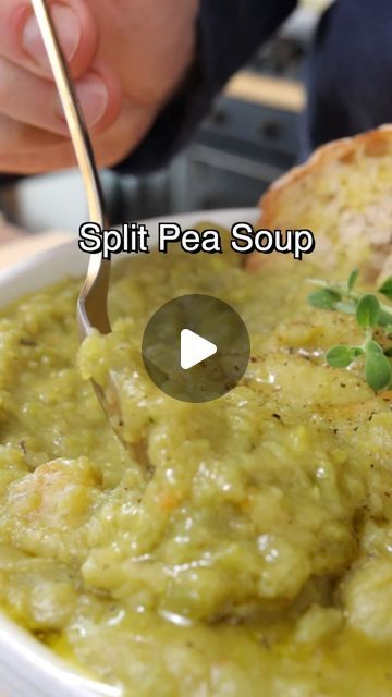 Nico Pallotta on Instagram: "Easy Split Pea Soup 

100 grams (3.5 ounces) of dried split peas have 22 grams of protein and cost less than 40 cents. That’s a bargain! Plus, they are packed with fiber, vitamins, and minerals.

Split peas don’t require soaking; you can cook them right away and let them simmer on the stovetop for about 30 minutes.

⭐️ Ingredients
2 tablespoons (30 grams) extra virgin olive oil
2 large carrots
1 large onion
2 stalks celery
4 cloves garlic
1½ teaspoon cumin
6 cups (1½ liters) vegetable broth start with 4 cups and add more if necessary
2 cups (400 grams) green split peas dried
1 bay leaf
1 teaspoon dried oregano
½ teaspoon dried thyme
1½ teaspoon salt
½ teaspoon black pepper
¾ pound (350 grams) potatoes (optional)
5 ounces (5 cups) (150 grams) spinach (optional) Peas Soup Recipe, Easy Split Pea Soup, Green Split Peas, Split Pea Soup Recipe, Split Peas, Mississippi Pot Roast, Dried Thyme, Split Pea Soup, Vegetable Broth