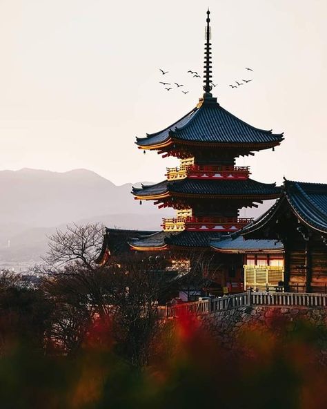 Temple Poster, Kiyomizu-dera Temple, Kiyomizu Temple, Oil Painting Materials, Temple Drawing, Japan Temple, Japan Architecture, Kiyomizu Dera, Japanese Temple