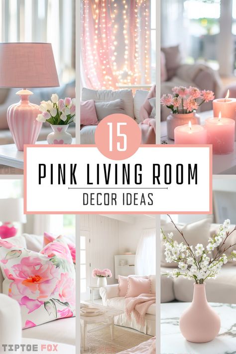 inspo for pink living room decor ideas Living Room With Pink Accents, Room With Pink Accents, Pink Living Room Decor Ideas, Pink Accents Living Room, Grey And Pink Living Room, Pink Couch Living Room, Room Decor Finds, Blush Living Room, Rectangle Living Room