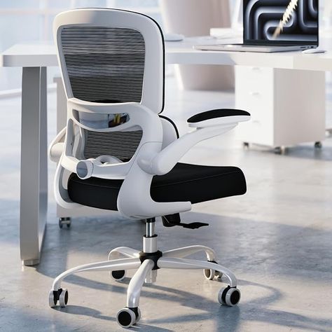 Amazon.com: TRALT Office Chair - Ergonomic Desk Chair with Adjustable Lumbar Support, Mesh Computer Chair, Executive Chair for Home Office Comfortable Lumbar Support (White+Black) : Home & Kitchen Black And White Office Chair, White Office Chair, Ergonomic Desk Chair, Best Office Chair, Ergonomic Desk, Mesh Chair, Executive Chair, Office Desk Chair, Ergonomic Office Chair