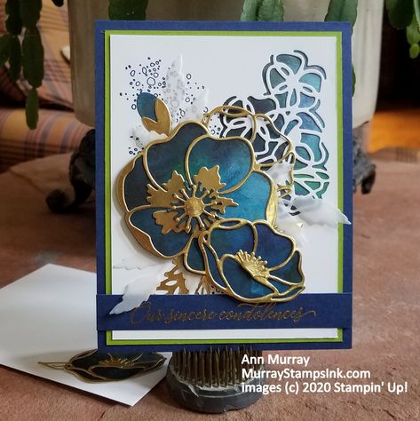 Stampin Up Painted Poppies, Painted Poppy, Poppy Cards, Painted Poppies, Mary Fish, Stampin Pretty, Gold Foil Paper, Peaceful Moments, Sympathy Card