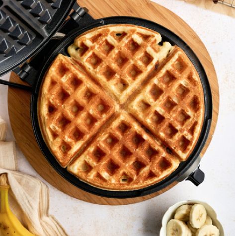 Easy Homemade Banana Waffles - Happily Unprocessed What Are Processed Foods, Banana Waffles, Waffles Easy, Waffle Irons, Home Fries, Refined Oil, Eating Breakfast, Banana Milk, Food Additives