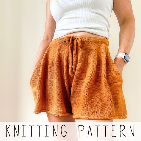 Shorts KNITTING PATTERN Skirt-style Shorts Knit Pattern Knitted Shorts Pattern Pants Knit Pattern  Summer Shorts with Pockets I Bliss Shorts Women’s Knitting Patterns, Shorts Knitting Pattern Free, Knit Set Pattern, Knitting For Summer, Easy Crochet Shorts, Knit Shorts Pattern Free, Knitted Shorts Pattern, Knitted Skirt Pattern, Summer Knitting Patterns Free