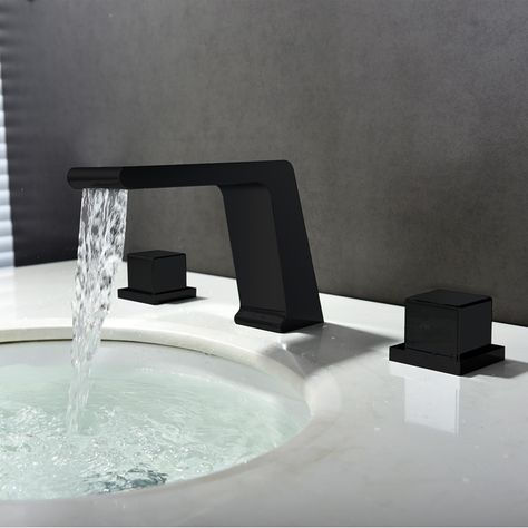 Painting Sink, Sink With Water Filter Faucet, Waterfall Sink Faucet Bathroom, Waterfall Sink, Waterfall Sink Faucet, Cave Bathroom, Black Waterfall Faucet, Black Widespread Bathroom Faucet, Black Bathtub Faucet