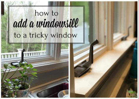 How To Add A Windowsill, How To Add A Window Sill, Large Window Sill Ideas, Diy Window Sill, Deep Window Sill, Wood Bin, Diy Butcher Block, Window Construction, Mobile Home Renovations