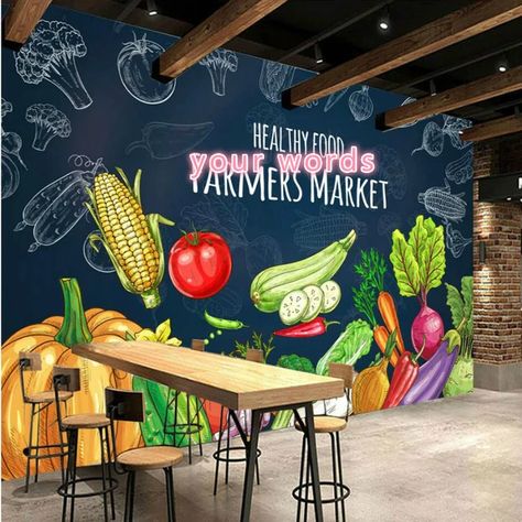 Healthy Food Wallpaper, Fruit And Veg Shop, Farmer Market, Cheap Wallpaper, Vegetable Shop, Grocery Store Design, Supermarket Design, Fruit Shop, Food Wallpaper