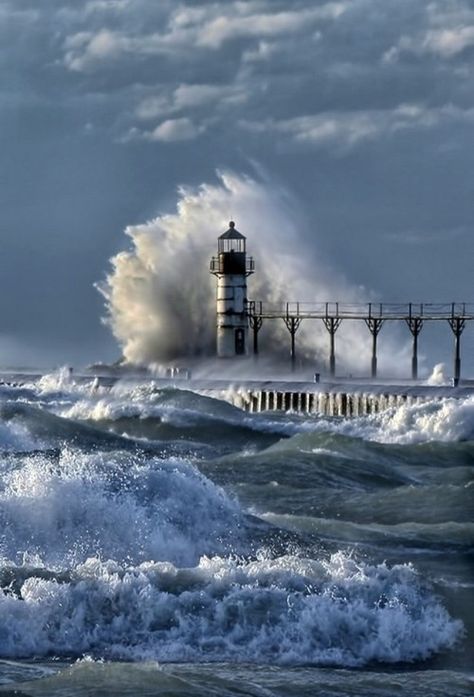 Iceland Picture -- Waterfall Photo -- National Geographic Photo of the Day St Joseph Michigan, No Wave, Lighthouse Pictures, Beautiful Lighthouse, Waves Crashing, The Mitten, Light The Way, Light Houses, Pure Michigan