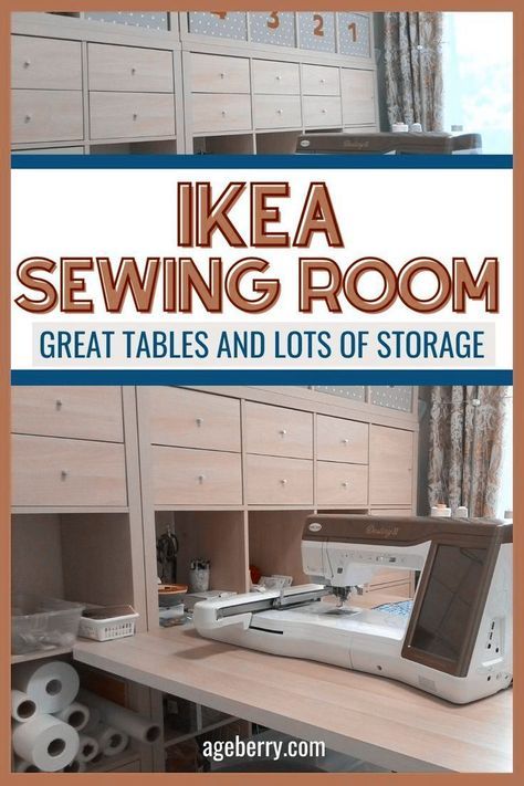 Ikea Sewing Room Ideas, Ikea Sewing Room, Ikea Sewing Rooms, Quilt Room Organization, Sewing Room Ideas, Sewing Closet, Small Sewing Rooms, Craft Room Tables, Craft Room Ideas