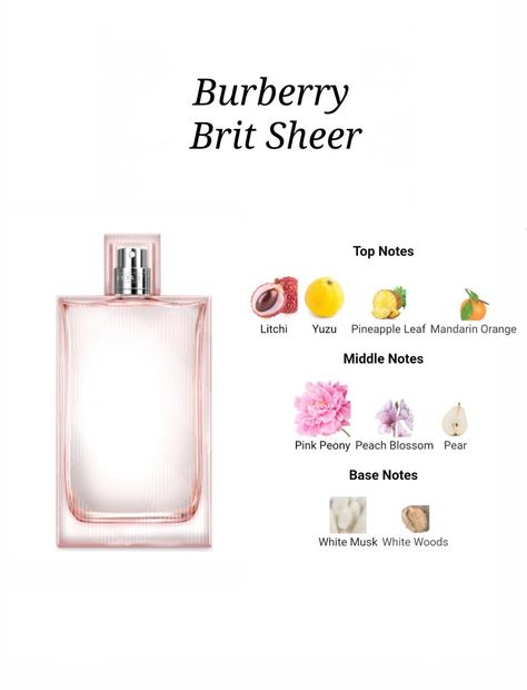 Burberry Brit Perfume, Burberry Brit Sheer, Fruit Perfumes, Essential Oil Perfumes Recipes, Perfume Notes, Lovely Perfume, Perfume Recipes, Fragrances Perfume Woman, Diy Perfume