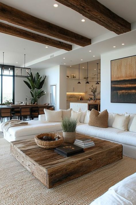 29 Rustic Farmhouse Decor Ideas To Capture The Essence Of Simplistic Living - Learn California House For Couples Ideas, Modest House Interior, Rustic Bungalow Interior Ideas, Cozy Rustic Home Decor, Clean Rustic Living Room, Bali Decor Interior Design, Modern Arizona Home, Home With Wood Accents, Modern Italian Decor