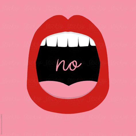 Mouth Shouting Drawing, Lip Illustration Art, Say No Illustration, Mouth Open Illustration, No Means No, Open Mouth Illustration, Menstruation Illustration, Mouth Open Drawing, Tongue Illustration