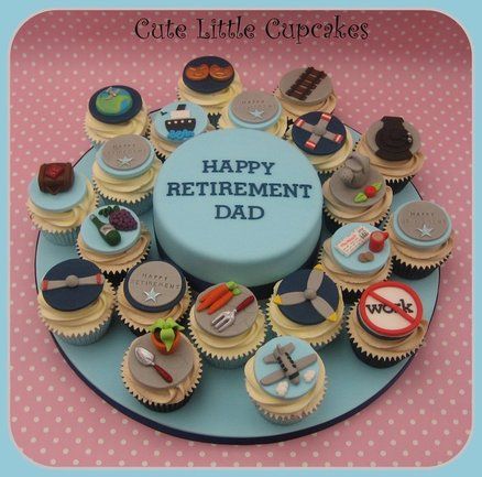 retirement cupcakes | Retirement Cake & Cupcakes - by HeidiS @ CakesDecor.com - cake ... Blueberry White Chocolate Cupcakes, Party Cakes Ideas, Work Retirement Party Ideas, Retirement Party Cakes, White Chocolate Cupcakes, Retirement Cake, White Chocolate Cake, Farewell Party, Retirement Party Decorations