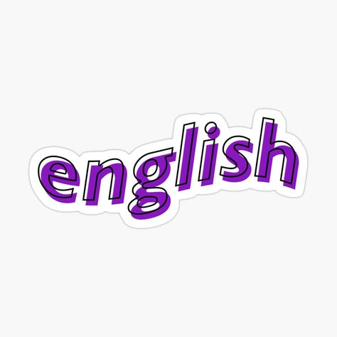 School Subject Stickers Aesthetic, English Subject Stickers, English Quotes Stickers, Aesthetic Stickers Cool Purple, English Literature Stickers, Subject Stickers, English Stickers, English Logo, Class Labels