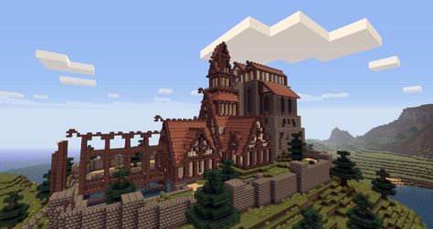 Minecraft super-users have recreated everything from the seedy streets of Riften to the stately Dragonsreach estate. You have to see these pics... Minecraft Skyrim Buildings, Skyrim Minecraft Builds, Minecraft Skyrim, Skyrim Crafts, Skyrim Builds, Minecraft Village, Medieval Buildings, Minecraft Aesthetic, Play Minecraft