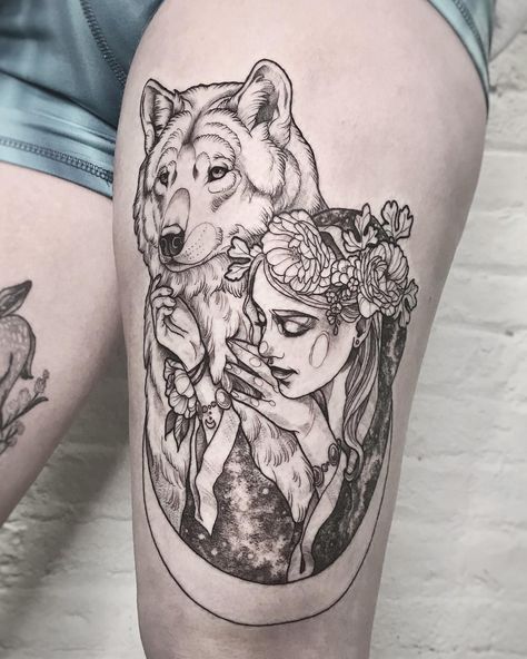 Flora And Fauna Tattoo, She Wolf Tattoo, Fauna Tattoo, Wolf Witch, Black Phillip, Witch Tattoo, Fine Line Tattoo, Tattoo Artwork, Line Tattoo