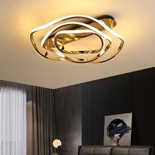 Semi Flush Mount Light, New Ceiling Design, Gold Ceiling Light, Metal Ceiling Lighting, Contemporary Ceiling Light, Gold Ceiling, Wavy Design, Stainless Steel Lighting, Ceiling Light Design