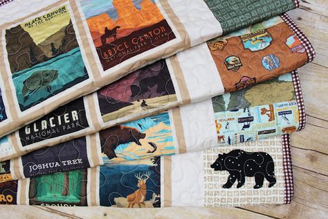 Yellowstone Quilt, National Parks Quilt, National Park Quilt Blocks, Camping Quilts, National Park Quilt, Camping Quilt, National Park Patches, Quilt Stars, Panel Quilt Patterns