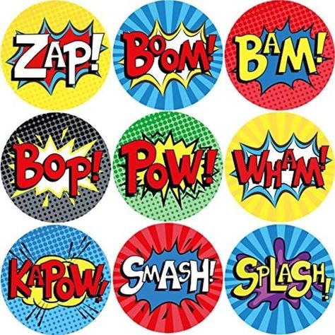 Pop Art Stickers, Superhero Party Printables, Avengers Cake Topper, Avengers Birthday Party Decorations, Fonts Dafont, Superhero Stickers, Fonts Canva, Superman Birthday, Superhero Classroom