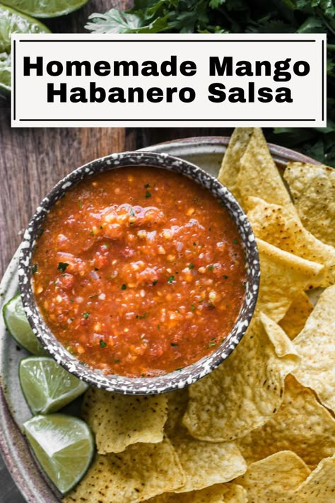 Mango Habanero Salsa Canning, Habanero Recipes, Mango Habanero Sauce, Mango Habanero Salsa, Cravings Recipes, Habanero Salsa, Easy Salsa Recipe, Homemade Salsa Recipe, Salsa Sauce