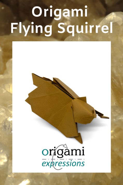 Learn more about Gen Hagiwara's origami flying squirrel. | origami squirrel | origami animals | intermediate origami | gen hagiwara origami | origami squirrel instructions | origami art | origami crafts | origami ideas #origami Intermediate Origami, Squirrel Origami, Origami Squirrel, Origami Insects, Origami Book, Animal Hand Puppets, Origami Models, Crafts Origami, Origami Ideas