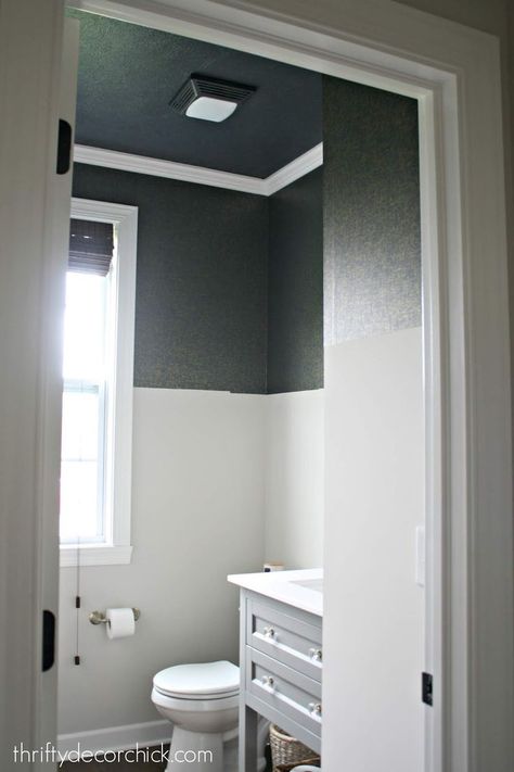 Dark Painted Ceiling, Dark Ceiling, Bathroom Remodel Cost, Room Dark, New Bathroom Ideas, Dark Paint, Thrifty Decor, Bathroom Ceiling, Bathroom Photos