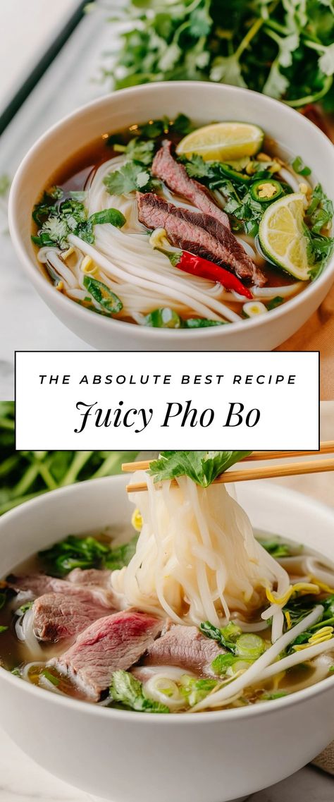 Image for Juicy Pho Bo How To Make Pho Broth, Homemade Beef Pho, Pho Recipe Pork, Vietnamese Pho Recipe, Vegetable Pho Soup Recipe, Pho Broth Recipe Authentic, Crockpot Pho Recipe, Pho Bo Recipe, Pho Spices Recipe