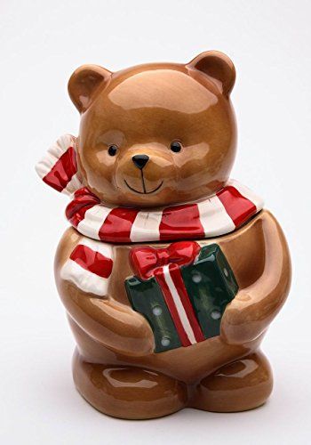 Jar Sculpture, Bear Cookie Jar, Snowman Cookie Jar, Ceramic Bear, Bear Ceramic, Classic Holiday Decor, Teddy Bear Cookies, Christmas Cookie Jars, Disney Cookies