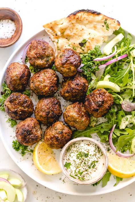 Jump to Recipe Print RecipeThese flavor-packed lamb meatballs are made in 20 minutes using the broiler, ground lamb, and fresh ... Ground Lamb Dinner Recipes, Ground Lamb And Beef Recipes, Lamb Beef Meatballs, Grounded Lamb Recipes, Lamb And Pork Meatballs, Greek Lamb Meatballs Recipe, How To Cook Ground Lamb, Ground Lamb Meatballs Recipes, Recipes For Ground Lamb