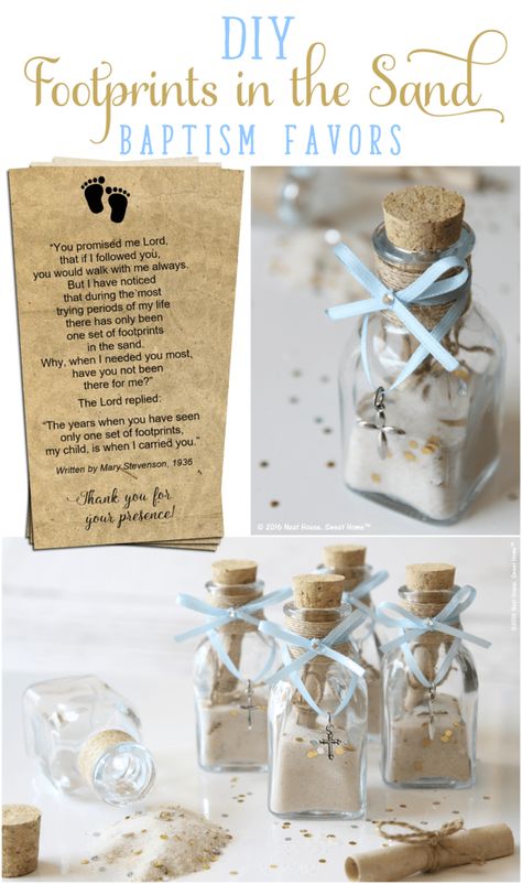 DIY Footprints in The Sand Baptism Favors Recuerdos Primera Comunion Ideas, Baptism Party Favors, Stampin Up Anleitung, Baptism Centerpieces, First Communion Ideas, Footprints In The Sand, First Communion Party, Baptism Decorations, Communion Ideas