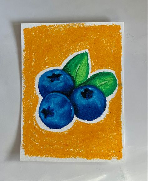 Crayon Simple Drawing, Grapes Oil Pastels, Oil Pastel Blueberry, Drawings On Colored Paper, Fruit Pastel Drawing, Colour Pastel Drawing, Simple Crayon Art, Oil Pastels Drawings Easy, Crayola Crayon Art