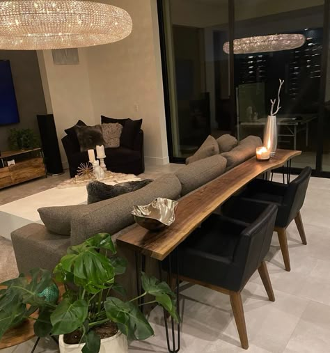 Sofa Table With Bar Stools, Back Of Sectional Table, Low Sofa Table Behind Couch, Sofa With Bar Table Behind It, Sofa With Desk Behind It, Sofa Table Bar Stools, Console Table Desk Behind Couch, Sofa Table Seating, Sofa Table Desk