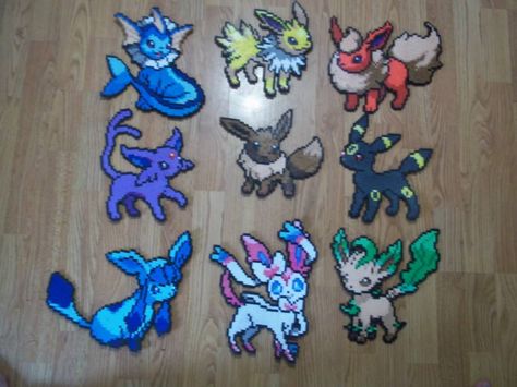 eeveelution perler beads by K4RL33 on DeviantArt 8bit Pokemon, Bead Pokemon, Hama Beads Pokemon, Pixel Pokemon, Pokemon Perler, Pokemon Bead, Perler Creations, Pokemon Perler Beads, Pokemon Eeveelutions