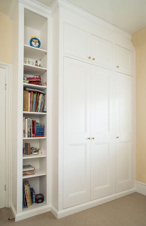 Bespoke fitted wardrobes and cupboards | London Alcove Company Hallway Storage Cupboards Built Ins, Nursery Fitted Wardrobes, Corner Wardrobe And Desk, Fitted Cupboards Bedroom, Boys Wardrobe Ideas, Kids Room Wardrobe Design Cupboards, Inbuilt Wardrobe, Kids Room Wardrobe Design, Built Wardrobe