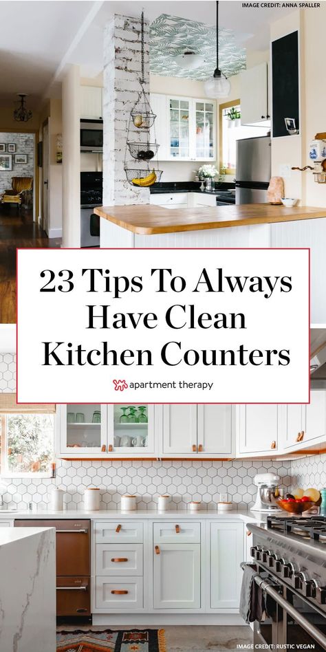 Organize Kitchen Countertops, Clean Kitchen Counter, Small Kitchen Counter, Kitchen Counter Storage, Counter Cleaner, Kitchen Countertop Decor, Kitchen Counter Organization, Declutter Kitchen, Countertop Decor