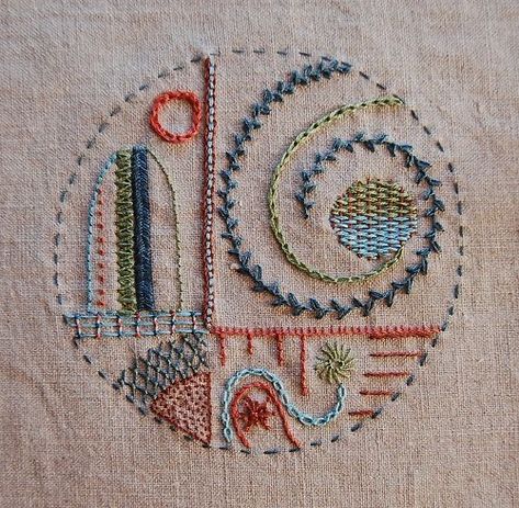 Doodle Stitch, Decorative Embroidery, Textile Art Embroidery, Stitch Sampler, Embroidery Sampler, Embroidered Art, Hand Embroidery Projects, Pola Sulam, Needlework Embroidery