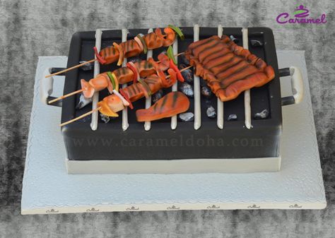 Barbecue Cake  - Cake by Caramel Doha Barbecue Cake, Bbq Cake, Men's Birthday, Cake Design Inspiration, Cake For Husband, Dad Birthday Cakes, Grilled Food, Birthday Bbq, Adult Birthday Cakes