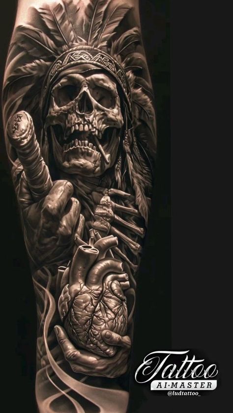 Native Sleeve Tattoo, Chicano Tattoo Design, Forest Forearm Tattoo, Arm Cover Up Tattoos, Indian Skull Tattoos, Aztec Warrior Tattoo, Aztec Tattoos Sleeve, Indian Tattoo Design, Aztec Artwork