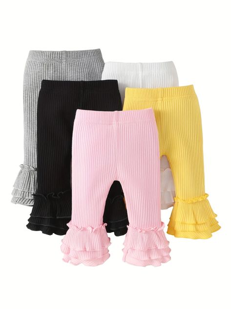 Toddler Baby Girls Stylish Flared Pants Ruffle Fleece Trousers Comfy Leggings 5pcs Set - Kid's Fashion - Temu Basic Pants, Toddler Leggings, Toddler Pants, Comfy Leggings, Ruffle Pants, Color Block Sweatshirt, Stylish Pants, Baby Leggings