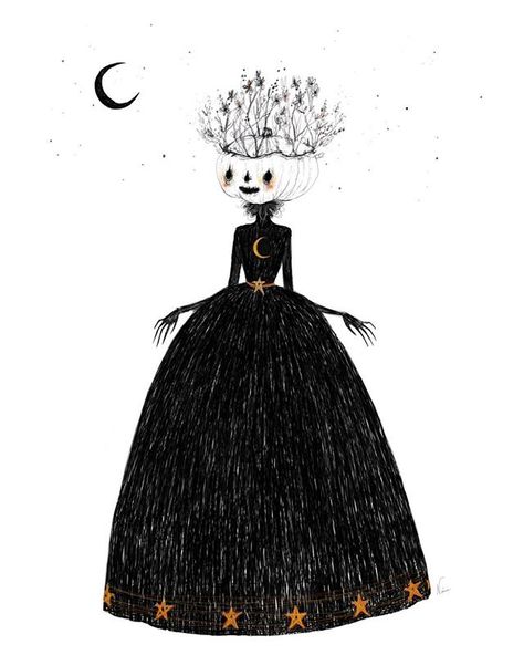 Maria (@mariathewitch) • Instagram photos and videos The Pumpkin Queen, Whimsical Art Paintings, Pumpkin Queen, Naive Illustration, Pumpkin Carving Templates, Halloween Artwork, Queen Art, Witch Magic, Ready For Halloween